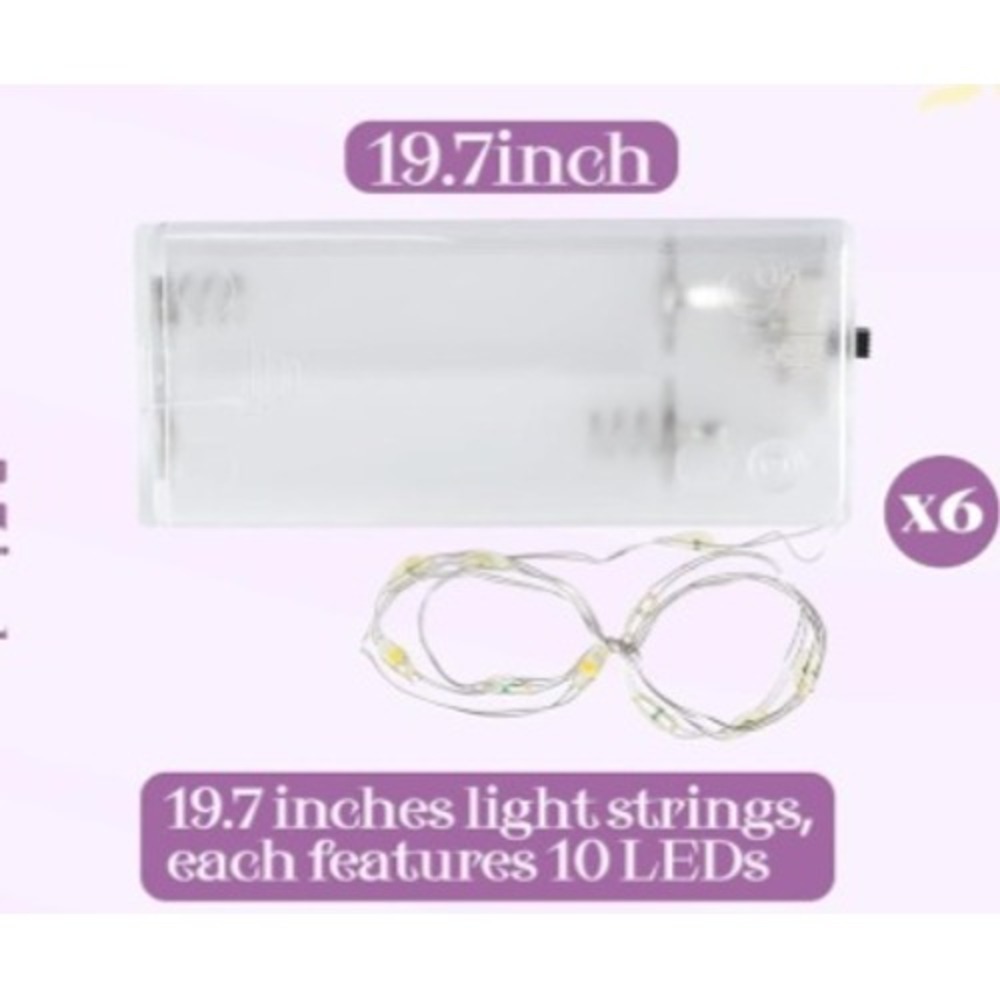 6 New Battery Operated LED Fairy String Lights Set of 6 Clear White AA Battery